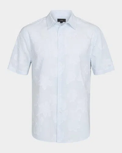 Vince Men's Fil Coupe Floral Stripe Short-sleeve Shirt In White