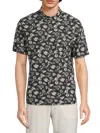 Vince Firework Floral Classic Fit Linen-blend Shirt In Black