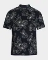 Vince Cabana Floral Short Sleeve Linen Blend Button-up Shirt