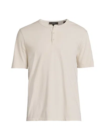 Vince Men's Garment-dyed Cotton Henley In Washed Soft Clay
