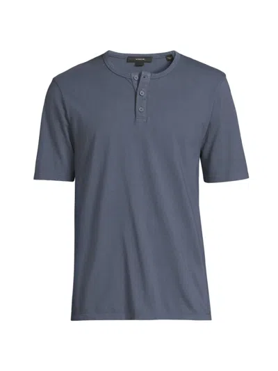 Vince Men's Garment-dyed Cotton Henley In Washed Venice Blue