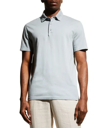 Vince Men's Garment-dyed Polo Shirt In Washed Coastal