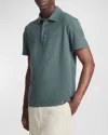 Vince Men's Garment-dyed Polo Shirt In Washed Petrol Green