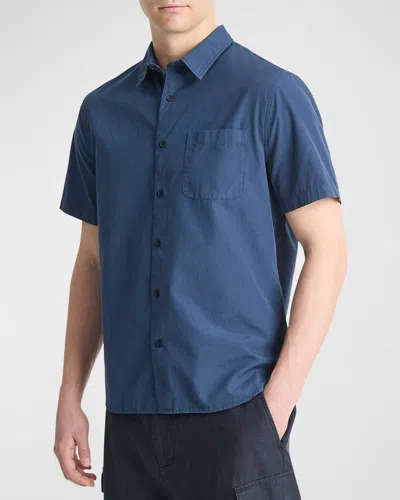 Vince Men's Garment-dyed Poplin Sport Shirt In Washed Midnight Sky