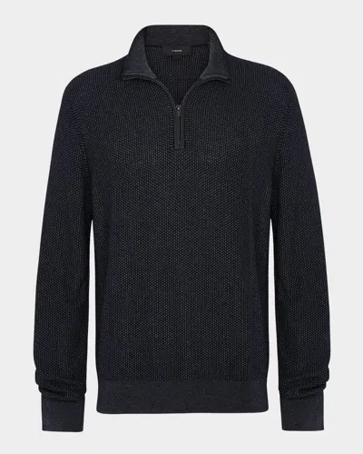 Vince Men's Geometric Jacquard Quarter-zip Sweater In Black