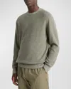 Vince Men's Geometric Jacquard Sweater In Surplus Olive/heather Grey