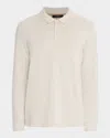 Vince Men's Heathered Long-sleeve Polo Shirt In Neutral