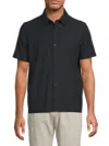 Vince Men's Heathered Short Sleeve Shirt In Blue