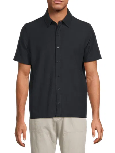 Vince Men's Heathered Short Sleeve Shirt In Blue