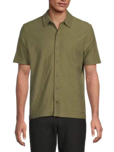 Vince Men's Heathered Short Sleeve Shirt In Green