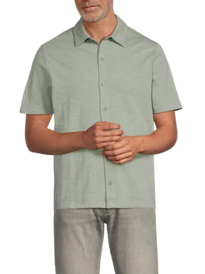 Vince Men's Heathered Short Sleeve Shirt In Poolside