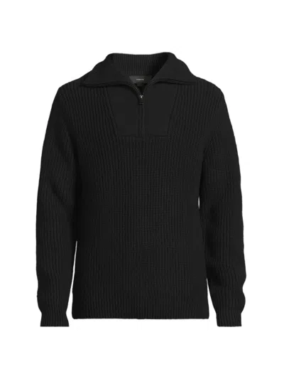 Vince Wool And Cashmere Quarter-zip Sweater In Blue