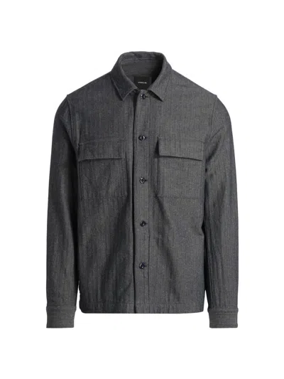 Vince Herringbone Overshirt In Gray
