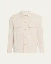 Vince Beige Linen Overshirt With Classic Collar In Neutral