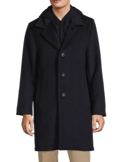 Vince Men's Hooded Wool Blend Overcoat In Coastal Blue