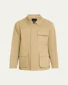 Vince Bonded Cotton Snap-up Hunting Jacket In Brown