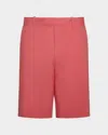 Vince Flat Front Stretch Cotton Chino Shorts In Coral Red