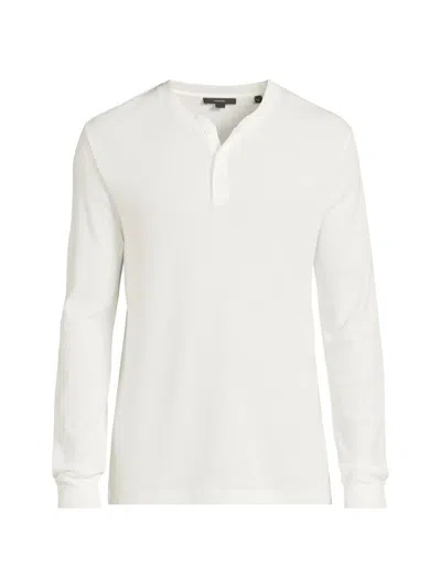 Vince Jacquard Ribbed Cotton Henley Shirt In White