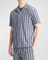 Vince Jacquard Stripe Button Down Shirt Venice Blue/blue Cloud