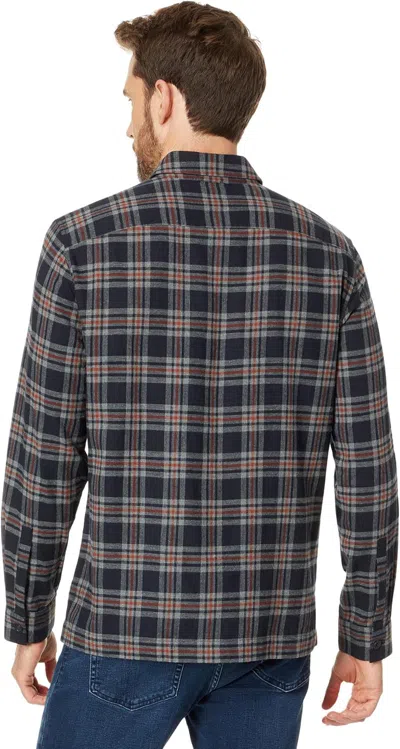 Vince Men Kingston Plaid Long Sleeve Coastal/brickman Red Flannel Button Down In Blue