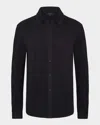 Vince Solid Button Front Knit Shirt In Black