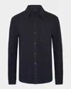 Vince Solid Button Front Knit Shirt In Black