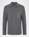 Vince Solid Button Front Knit Shirt In Gray