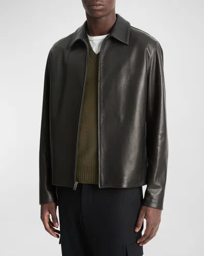 VINCE MEN'S LEATHER ZIP-UP JACKET