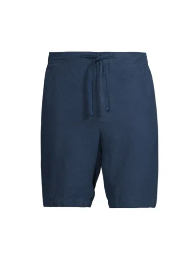 Vince Men's Lightweight Hemp Shorts In Deep Indigo