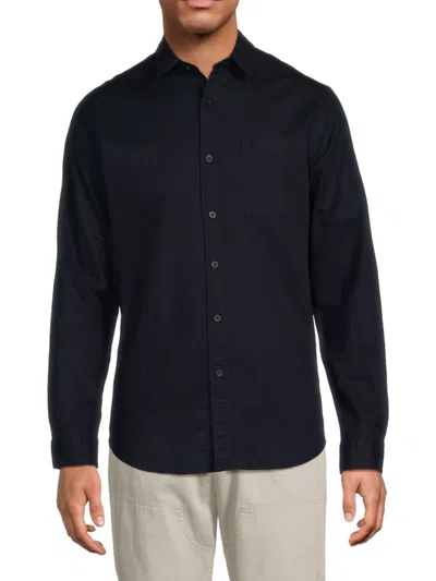 Vince Men's Linen-blend Shirt In Coastal Blue