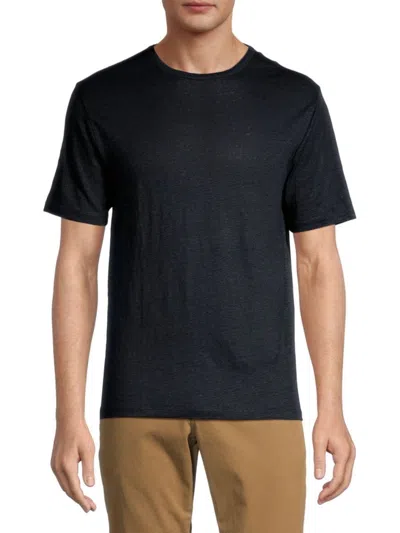 Vince Men's Linen Crewneck T Shirt In Coastal Blue