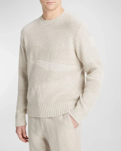 Vince Men's Desert Scape Linen-blend Crewneck Sweater In Soft Clay