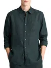 Vince Men's Linen Long-sleeve Button-up Shirt In Green