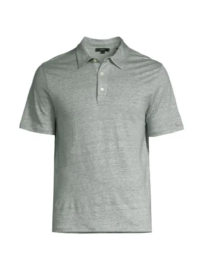 Vince Men's Linen Polo Shirt In Ceramic Blue