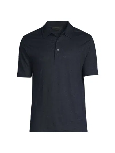 Vince Men's Linen Polo Shirt In Coastal Blue