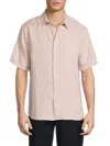 Vince Men's Linen Short Sleeve Button Down Shirt In Rosewater