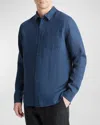 Vince Linen Button-up Shirt In Deep Indigo