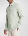 Vince Men's Linen Sport Shirt In Dried Cactus