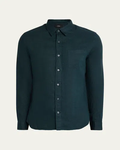 Vince Men's Linen Sport Shirt In Green