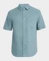 Vince Men's Linen Sport Shirt In Lagoon