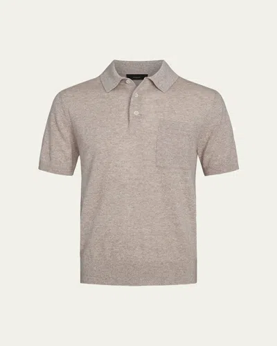 Vince Men's Linen, Wool And Cashmere Polo Sweater In Brown
