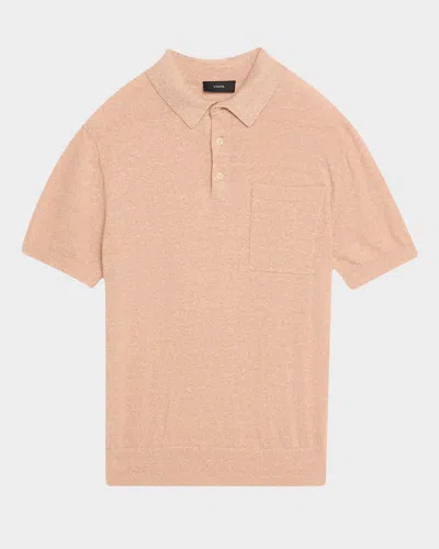 VINCE MEN'S LINEN, WOOL AND CASHMERE POLO SWEATER