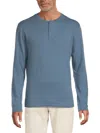 Vince Men's Long Sleeve Henley In Blue