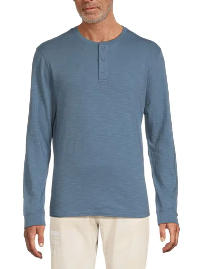 Vince Men's Long Sleeve Henley In Blue