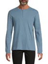 Vince Men's Long Sleeve Henley In High Sea