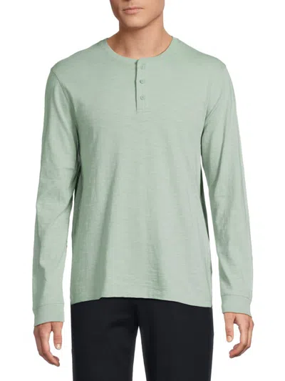 Vince Men's Long Sleeve Henley In Seafoam