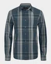 Vince Lorimer Plaid French Placket Shirt In Blue
