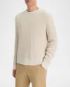 Vince Crew Neck Textured Knit Sweater In Pebble White