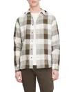 Vince Madrid Buffalo Check Linen Button-up Shirt In Sage Off White