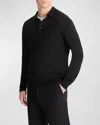 Vince Men's Merino Long-sleeve Polo Shirt In Black